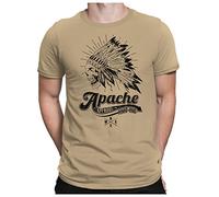 PAPAYANA - Apache-Skull - T-Shirt Fun pour Hommes - T-Shirt Imprimé - Cotton - Regular Fit - XL - Khaki