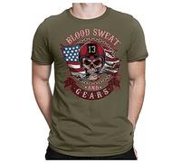 PAPAYANA - Blood-Sweat - T-Shirt Fun pour Hommes - T-Shirt Imprimé - Cotton - Regular Fit - 3XL - Oliv