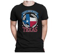 PAPAYANA - Dont-Mess-Texas - T-Shirt Fun pour Hommes - T-Shirt Imprimé - Cotton - Regular Fit - L - Noir