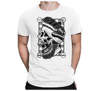 PAPAYANA - Hipster-Skull - T-Shirt Fun pour Hommes - T-Shirt Imprimé - Cotton - Regular Fit - L - Blanc