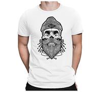 PAPAYANA - Kult-Skull - T-Shirt Fun pour Hommes - T-Shirt Imprimé - Cotton - Regular Fit - XL - Blanc