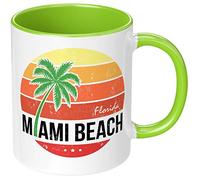 Papayana Miami Beach Florida Tasse en céramique imprimée des deux côtés 325 ml vert clair