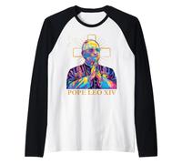 Pape Léon XIV Couleur Design Icône Catholique Moderne Religieux Manche Raglan