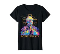 Pape Léon XIV Couleur Design Icône Catholique Moderne Religieux T-Shirt, Femme, Noir, XL