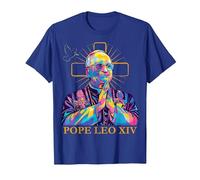 Pape Léon XIV Couleur Design Icône Catholique Moderne Religieux T-Shirt, Homme, Bleu Royal, S