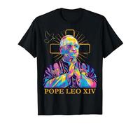 Pape Léon XIV Couleur Design Icône Catholique Moderne Religieux T-Shirt, Homme, Noir, M