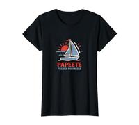 Papeete Voilier Polynésie Française Coucher de Soleil T-Shirt Graphique avec Valeur