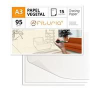 Papel Vegetal, Papel Vegetal A3 de Superficie Satinada, 15 Hojas de 95gr/m2, Papel de Calco Resistente para Dibujos Técnicos y Manualidades, Papel Libre de Ácido - Ofituria (15 Hojas)