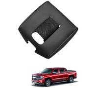 PAPEP Housse d’Accoudoir pour Chevrolet Silverado 2014-2018, en Microfibre Lavable Protection Intérieure pour Console Centrale Résiste aux Tâches,Black-Black Line