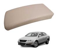 PAPEP Housse d’Accoudoir pour Volkswagen Passat B6 2006-2010, en Microfibre Lavable Protection Intérieure pour Console Centrale Résiste aux Tâches,Beige