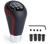 PAPEP Pommeau Levier Vitesses Manuel pour Citroen DS3 2000-2021, Tête de Bouton Levier Voiture Poignées Boîte Changement 5 Vitesses 4 Adaptateur,B/Black Red Line