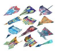 Paper Airplane Book - 12 Pattern Cardstock Folding Activity Set Creative Craft Kit, Colourful Flying Toys | Educational Art Projects for Kids Boys Girls Adults Classroom Homeschool Travel Birthday