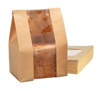 Paper Bread Storage Bags - 50 Pieces Bread Packaging Bag With Window | Paper Baked Goods Storage For Home Bakers Coffee Shop Party Planners Restaurant Farmers Markets Retail Store Catering Events
