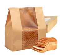 Paper Bread Storage Bags - 50 Pieces Bread Packaging Bag With Window | Paper Baked Goods Storage For Home Bakers Coffee Shop Party Planners Restaurant Farmers Markets Retail Store Catering Events
