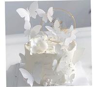 Paper Butterfly Decorations, Cake Topper Butterfly Cupcake Topper 3D Cake Decor Hollow for Birthday Party Supply 11pcs blanc