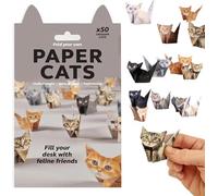Paper Cats, Paper Cats Origami Lot de 50 feuilles de papier 3D Origami Chat Kit de bricolage Papier Chat Origami Kit créatif Décoration & cadeau pour les amoureux des chats