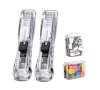 Paper Clip Dispenser - Binder Clamp Stapler | 100 Clamps Included Reusable | Heavy Duty Ergonomic Stationery | 2 Pieces Paper Clip Dispenser Push Stapler | For Teachers Students Accountants Writers