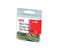 Paper Clips, Wire, No. 2, 1-1/8", Gold Tone, 100/Box