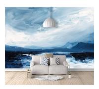 Paper Decoration For Living Room Office Bathroom Minimalist abstract oil painting landscape white blue 100x70cm Custom Any Size Mural Self-adhesive Wallpaper 3D Wall Decor Modern Art Painting Photo