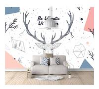 Paper Decoration For Living Room Office Bathroom Nordic abstract deer geometric white 100x70cm Custom Any Size Mural Self-adhesive Wallpaper 3D Wall Decor Modern Art Painting Photo