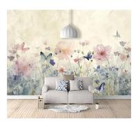 Paper Decoration For Living Room Office Bathroom Watercolor floral grass butterfly beige 100x70cm Custom Any Size Mural Self-adhesive Wallpaper 3D Wall Decor Modern Art Painting Photo