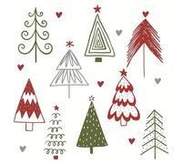 Paper+Design 20 serviettes de table en papier avec motif de Noël, arbres de Noël peints rouge/vert, décoration de table, également pour découpage et découpage, 33 x 33 cm