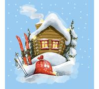 Paper+Design 20 serviettes de table en papier avec motif skis de Noël devant la cabane avec hiver comme décoration de table également pour découpage et découpage 33 x 33 cm