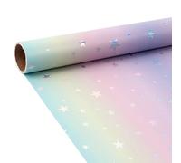 Paper For Wrapping - Paper, 16.93x118.11in Whimsical Iridescent Star Letter Design | Birthday Theme Decorative Wrap, Gift Wrapping Roll For Parties, School Events, Holiday Exchange