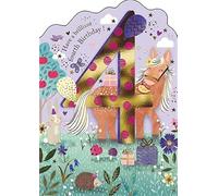 Paper House Carte d'anniversaire pour fille 4 ans Motif cheval, lapin et amis de la forêt avec finition aluminium Respectueux de l'environnement et recyclable