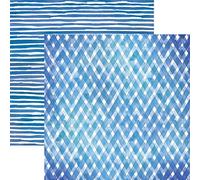 Paper House Productions Plaid Bleu Aquarelle/Rayures Papier de Scrapbooking Double Face, Multicolore