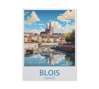 Paper Jigsaw Puzzle 1000 Pieces，Blois France Vintage-Reiseposter，Adult Children Toys Decompression Game（50x70CM）-AN58