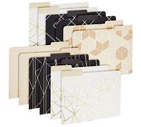 Paper Junkie Lot de 12 dossiers de fichiers colorés et décoratifs en feuille d'or, format lettre (24,1 x 29,2 cm) - Dossiers à onglets 1/3 pour fournitures de bureau - Fournitures de bureau
