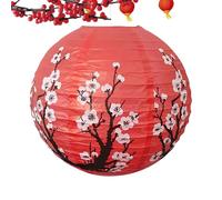 Paper Lantern with Blossom, Retro Chinese Round Paper Lantern, Plum Blossom Paper Lantern, Spring Festival Decor, Seasonal Paper Lantern, Balcony Paper Lantern Decor, Front Door Lantern, Chines