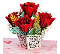 Paper Love Carte pop-up 3D Lovely Roses - Couverture 12,7 x 17,8 cm - Comprend enveloppe et carte de notes