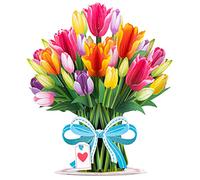 Paper Love HugePop Cartes de vœux pop-up 3D avec bouquet de tulipes, bouquet de fleurs avec bouquet amovible, pour toutes les occasions, anniversaire, mariage, remerciement, pendaison de crémaillère,