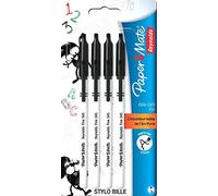 Paper Mate 045 Bille Carbure Stylo Pointe Fine Noir Lot de 4