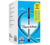 Paper Mate Brite - Boite de 50 Stylos bille avec capuchon - Noir - Pointe 0.7mm Noir G