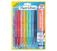 Paper Mate Flair Dual - Stylo feutre à double pointe pinceau et moyenne - Pochette 8 couleurs assorties