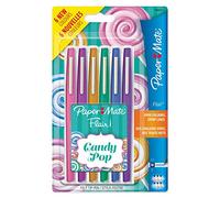 Paper Mate Flair Feutres de Coloriage Candy POP, pointe moyenne (0,7 mm), assortiment de couleurs, lot de 6