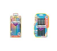 PAPER MATE Flair Feutres de Coloriage | pointe moyenne (0,7 mm) | Assortiment de couleurs | Lot de 16 & Flair Feutres de Coloriage, pointe moyenne (0,7 mm), encre noire, lot de 5