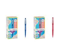PAPER MATE Flair Feutres de Coloriage | pointe moyenne (0,7 mm) | encre bleue | boîte de 12 & Flair Stylos-Feutres de coloriage | pointe moyenne (0,7 mm) | encre rouge | boîte de 12