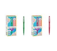 PAPER MATE Flair Feutres de Coloriage - pointe moyenne (0,7 mm) - encre magenta - boîte de 12 & Flair Stylos-Feutres de coloriage | pointe moyenne (0,7 mm) | encre rouge | boîte de 12