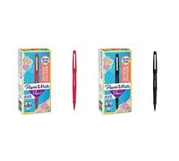 PAPER MATE Flair Feutres de Coloriage, pointe moyenne (0,7 mm), encre noire, Boîte de 12 & Flair Stylos-Feutres de coloriage | pointe moyenne (0,7 mm) | encre rouge | boîte de 12