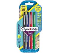 Paper-Mate Stylos-feutres Flair - pointe moyenne 0,7 mm - bleu, rouge, vert et noir - Lot de 4