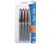 Paper Mate Flair Lot de 4 stylos à pointe en fibre poreuse ultra fine 0,4 mm Couleurs assorties (noir, bleu, rouge, vert)
