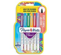 Paper Mate Flair Lot de 6 stylos à pointe large 1,2 mm Couleurs assorties