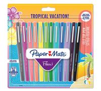 Paper Mate Flair Original Stylo feutre à capuchon pointe moyenne 0,7 mm - Pochette 12 couleurs Tropical