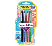 Paper Mate Flair Original Stylo feutre à capuchon pointe moyenne 1 mm - Pochette 4 couleurs Classic