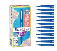Paper Mate Flair Stylos feutres | Feutres de coloriage sans fuite à pointe moyenne (0,7 mm) | Encre bleue | Idéal pour écrirescrapbookingdessineretc. | Boîte de 12