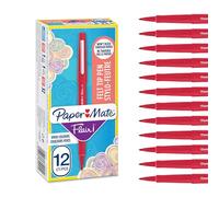 Paper-Mate Stylos feutres Flair – pointe moyenne 0,7 mm – sans fuite – encre rouge – boîte de 12